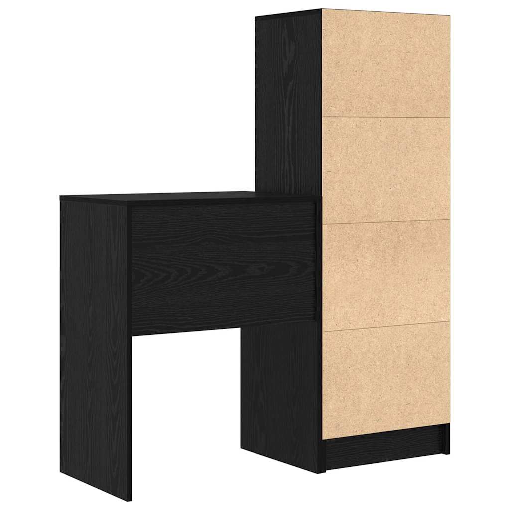 Desk with Storage with Shelf 2 pcs Black oak 45.5 x 34 x 127 cm