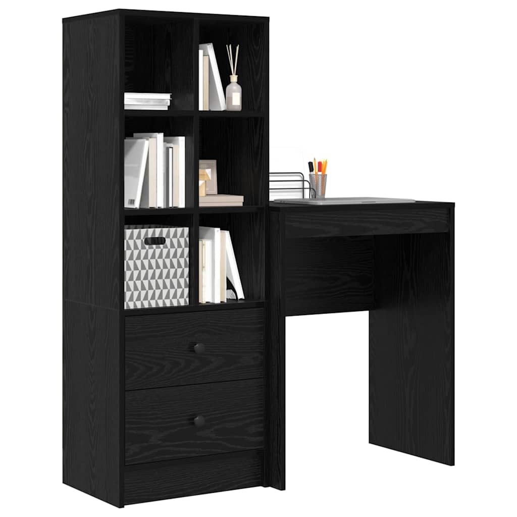 Desk with Storage with Shelf 2 pcs Black oak 45.5 x 34 x 127 cm