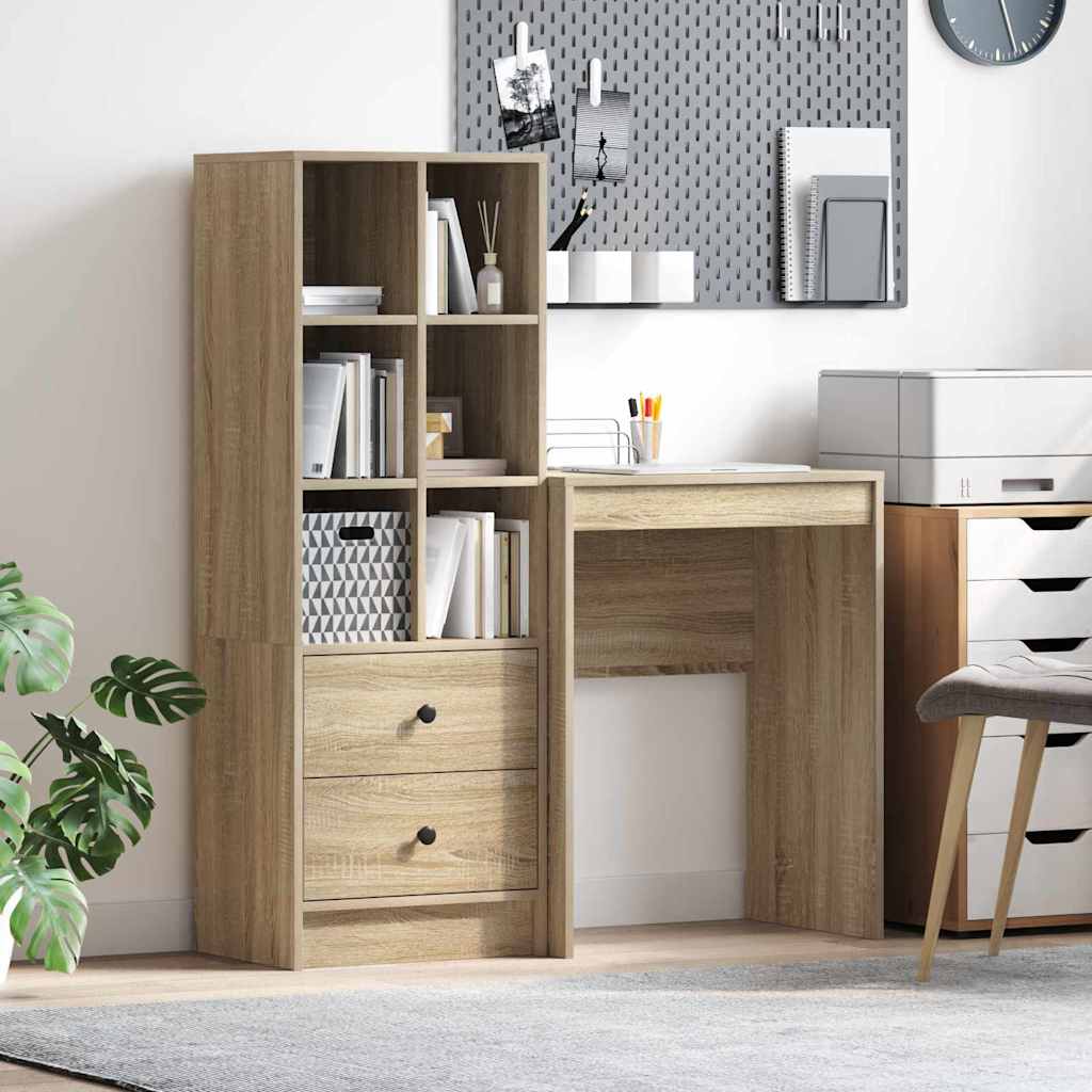 Desk with Storage 2 pcs Sonoma Oak 45.5 x 34 x 127 cm