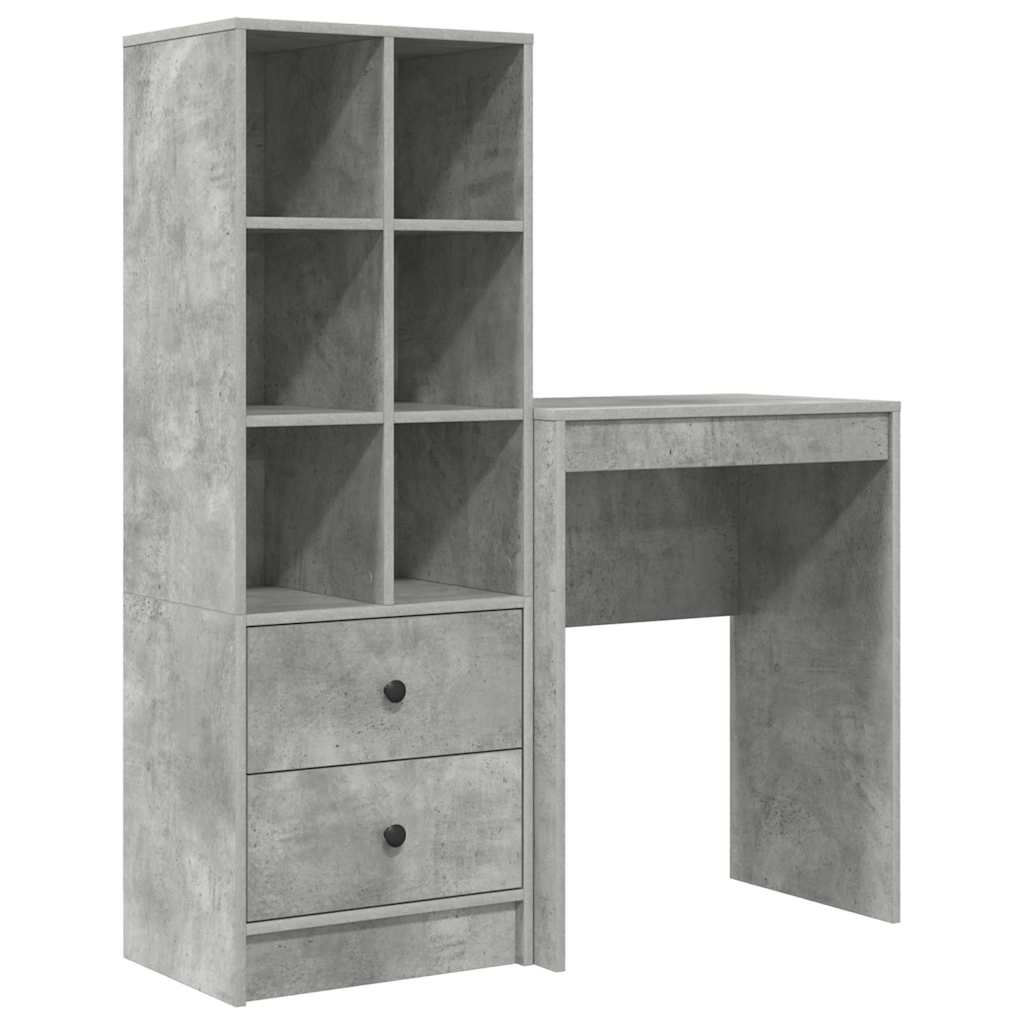 Desk with Storage 2 pcs Concrete Grey 45.5 x 34 x 127 cm