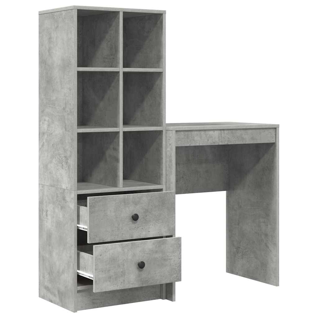 Desk with Storage 2 pcs Concrete Grey 45.5 x 34 x 127 cm