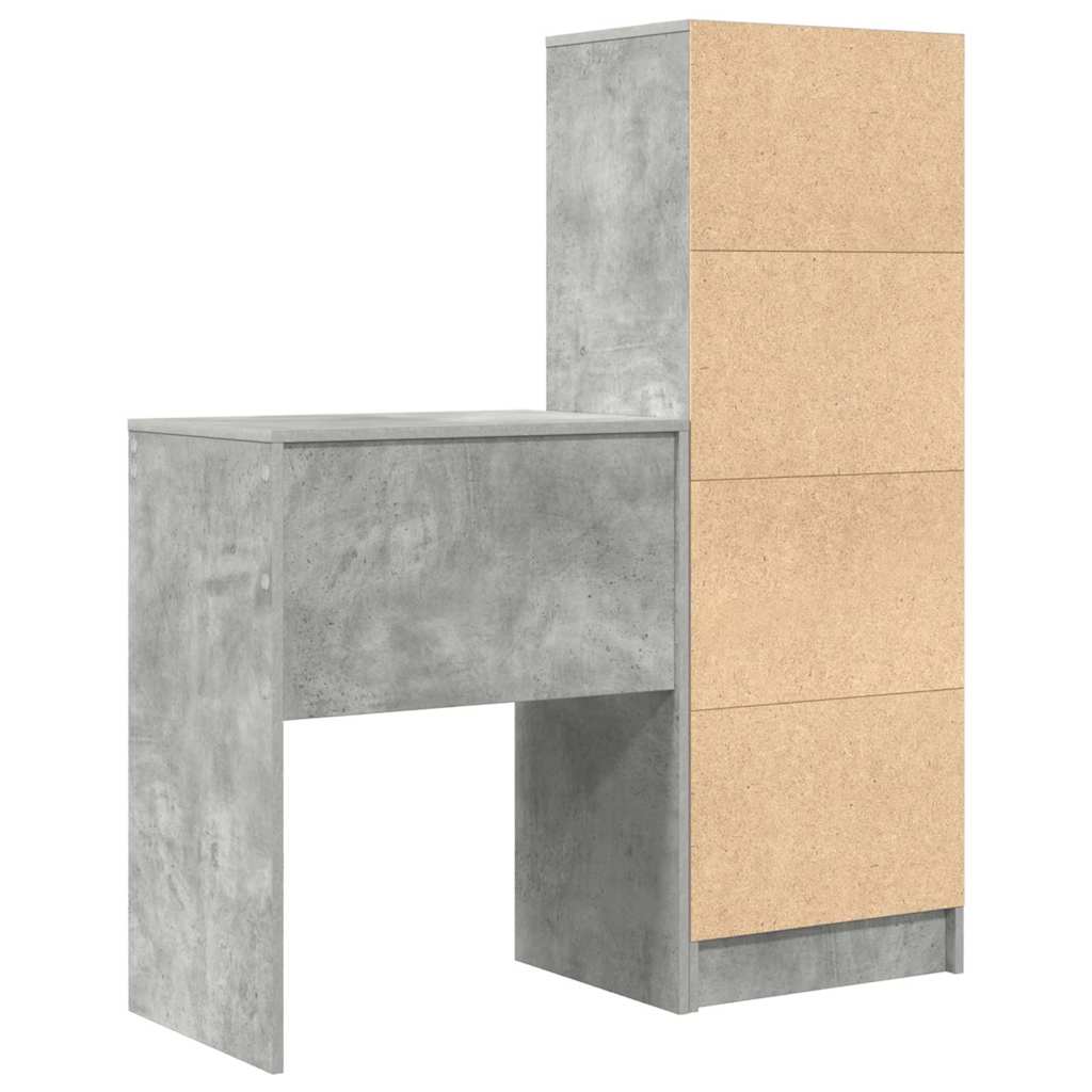 Desk with Storage 2 pcs Concrete Grey 45.5 x 34 x 127 cm