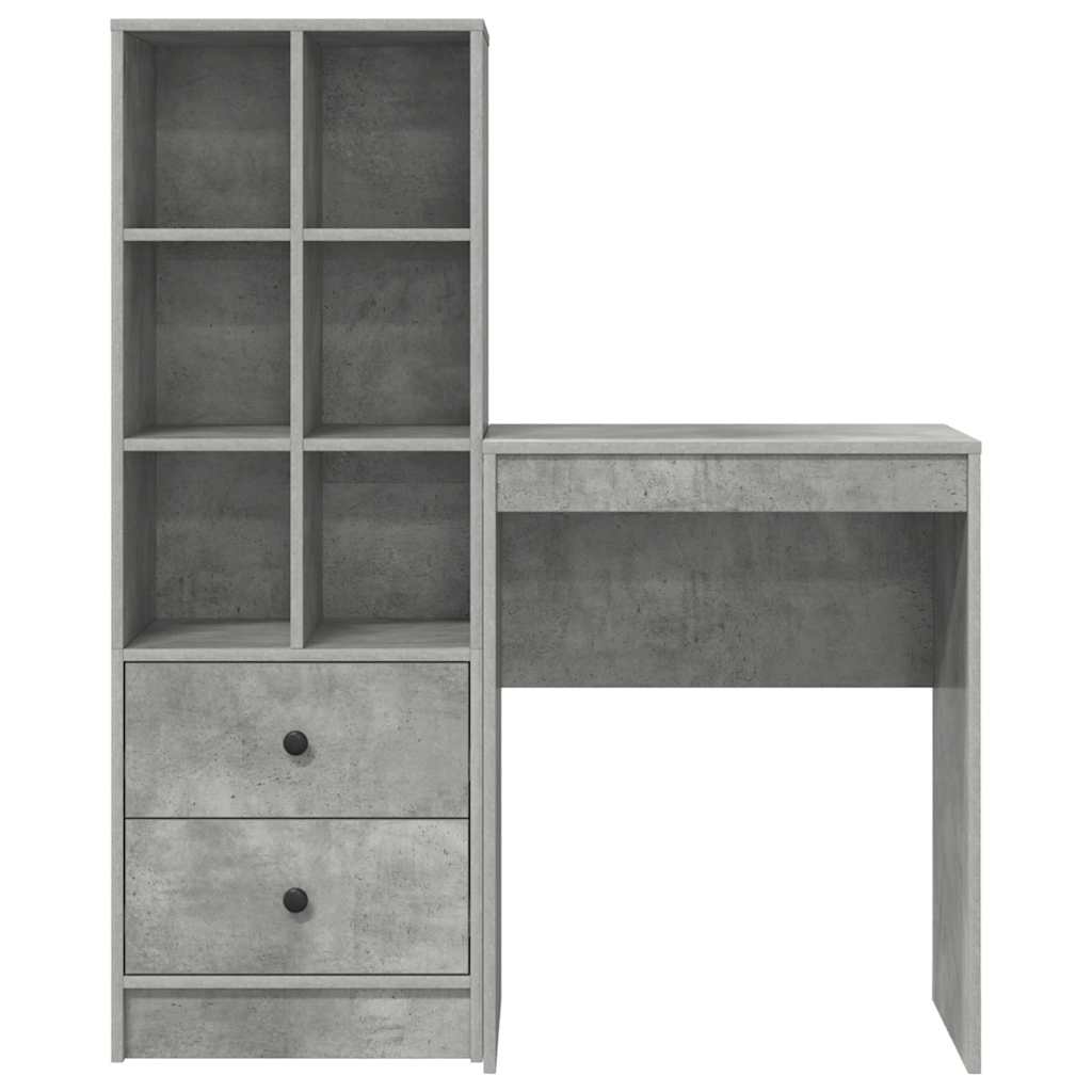 Desk with Storage 2 pcs Concrete Grey 45.5 x 34 x 127 cm