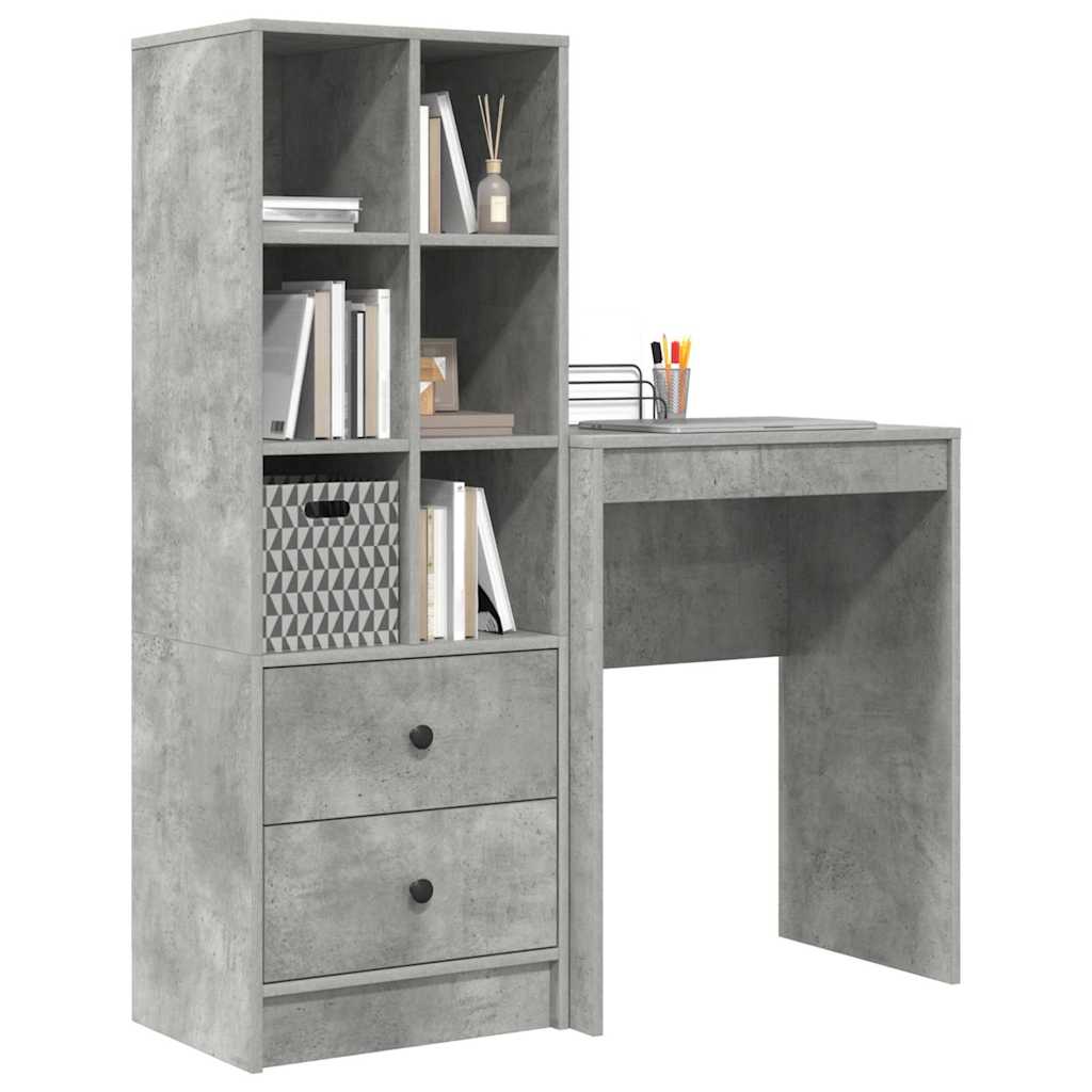 Desk with Storage 2 pcs Concrete Grey 45.5 x 34 x 127 cm