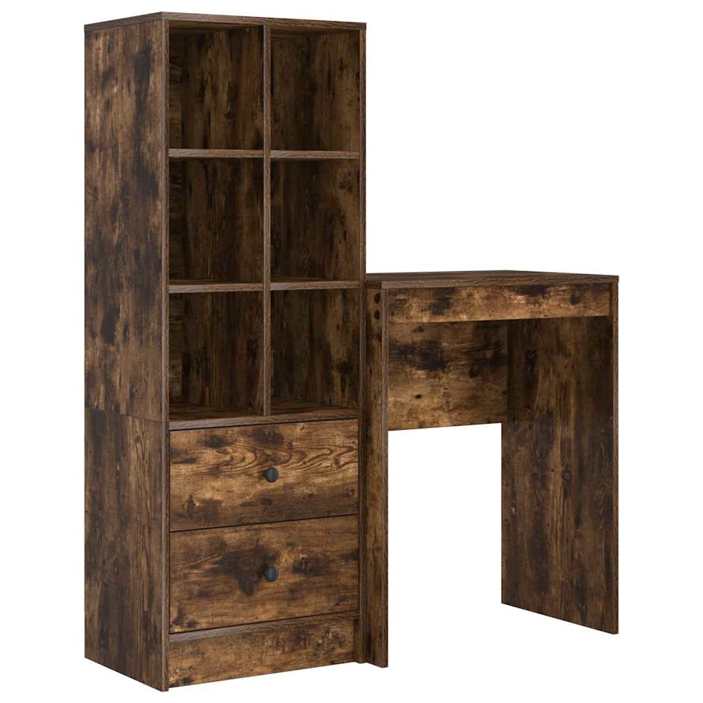 Desk with Storage 2 pcs Smoked Oak 45.5 x 34 x 127 cm