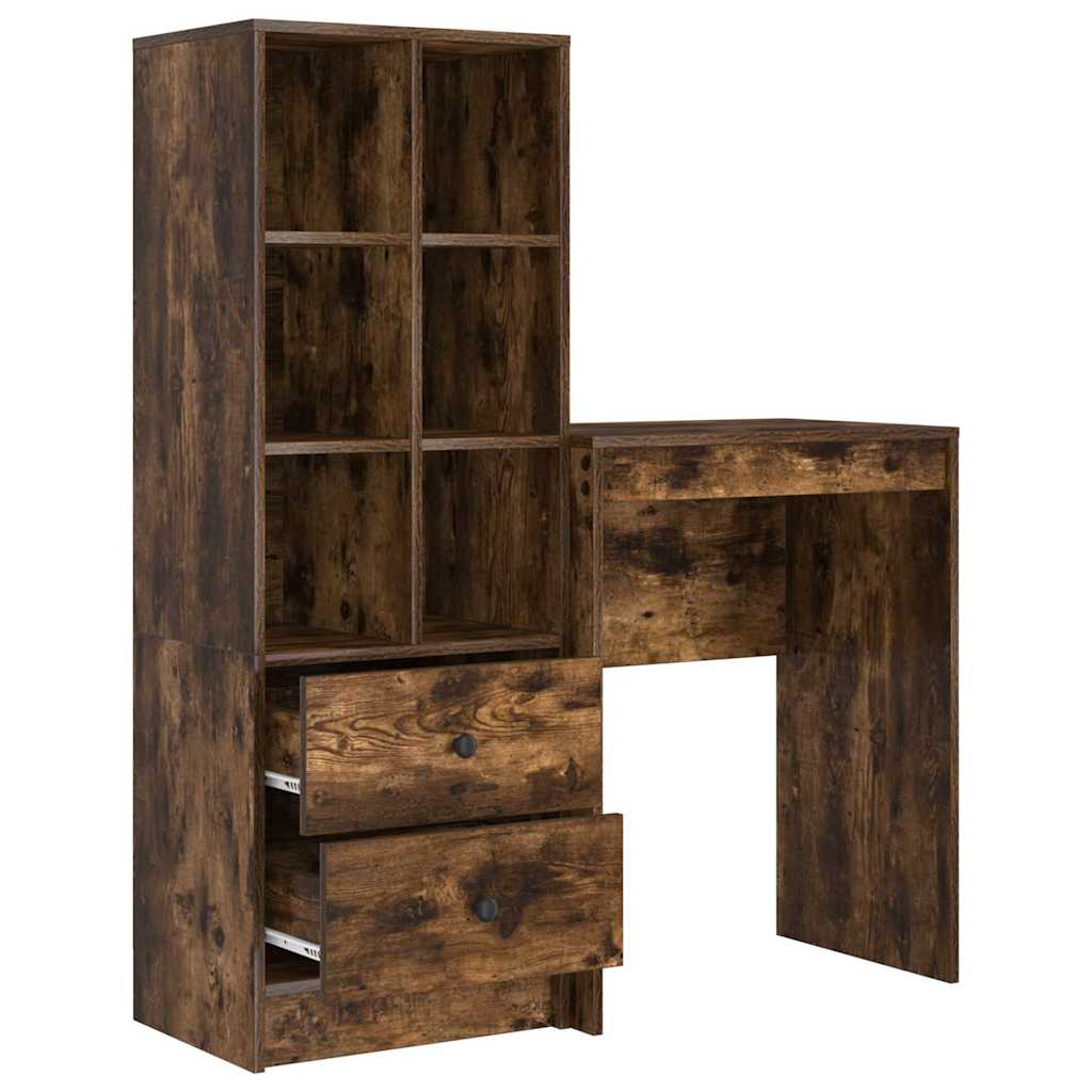Desk with Storage 2 pcs Smoked Oak 45.5 x 34 x 127 cm