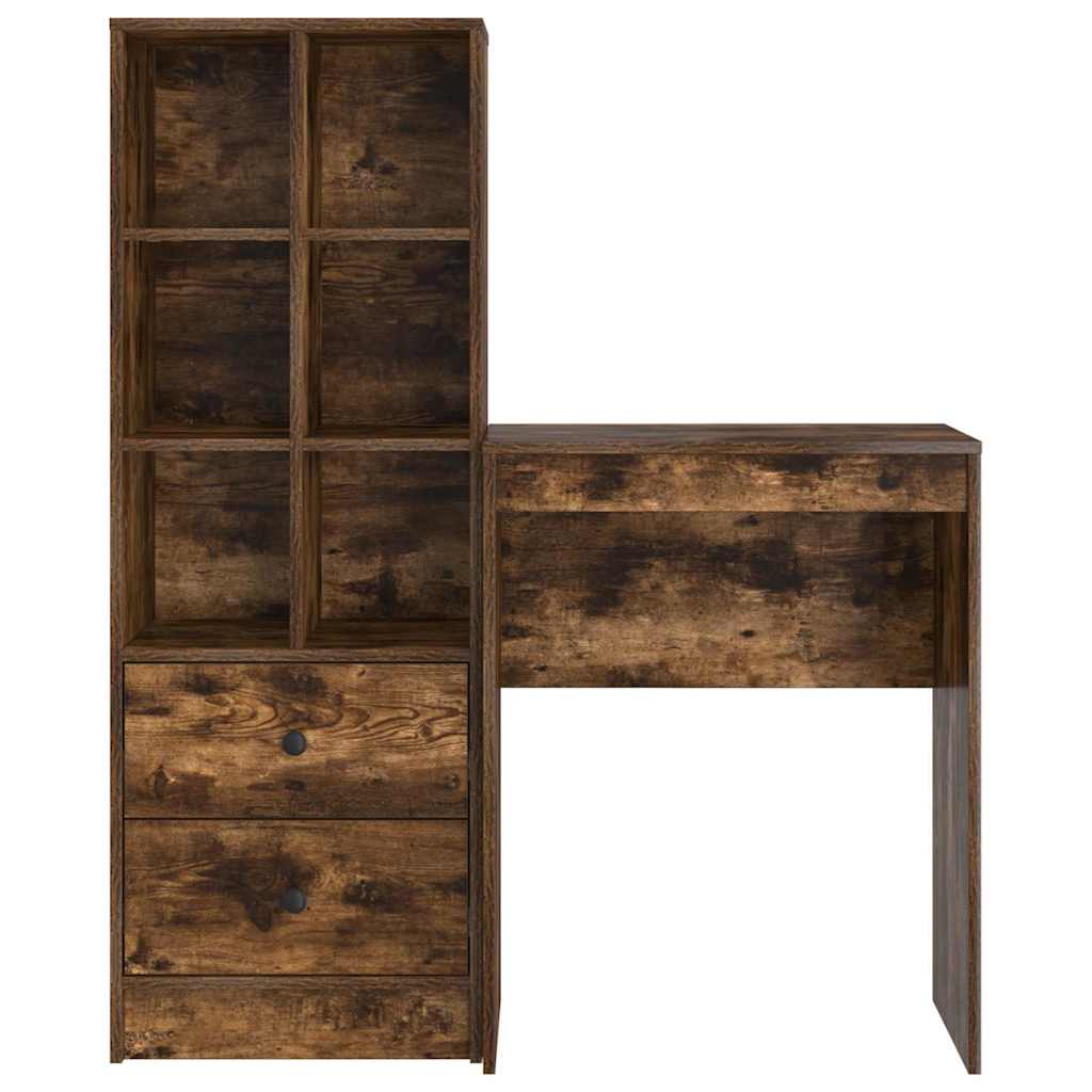 Desk with Storage 2 pcs Smoked Oak 45.5 x 34 x 127 cm