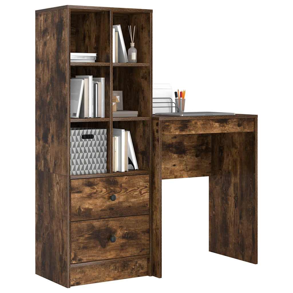 Desk with Storage 2 pcs Smoked Oak 45.5 x 34 x 127 cm