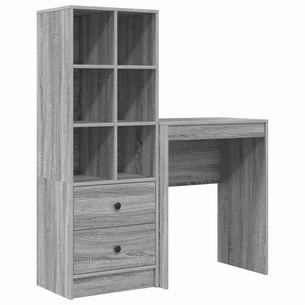 Desk with Storage 2 pcs Grey sonoma 45.5 x 34 x 127 cm