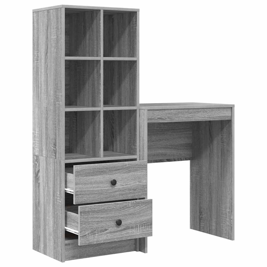 Desk with Storage 2 pcs Grey sonoma 45.5 x 34 x 127 cm