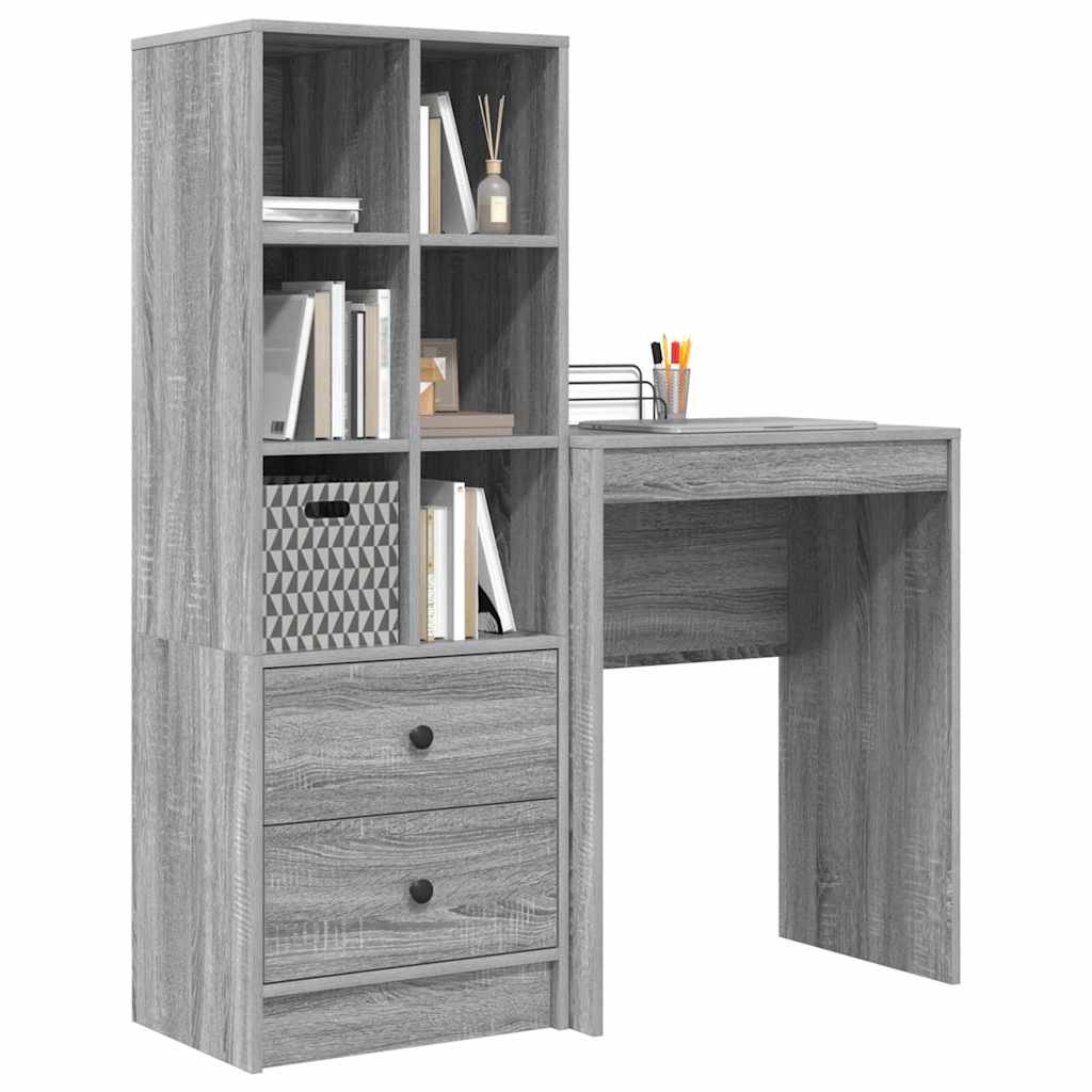 Desk with Storage 2 pcs Grey sonoma 45.5 x 34 x 127 cm