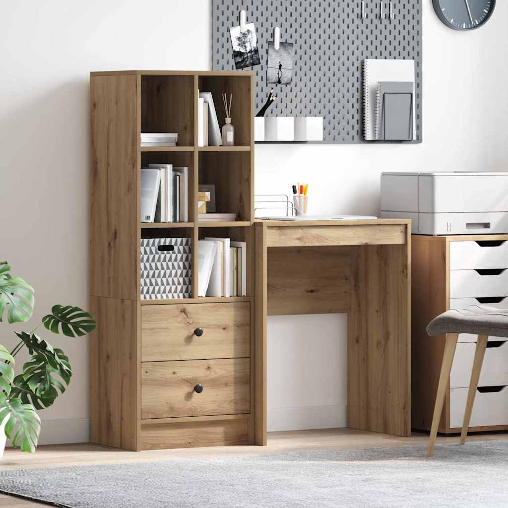 Desk with Storage 2 pcs Artisan oak 45.5 x 34 x 127 cm