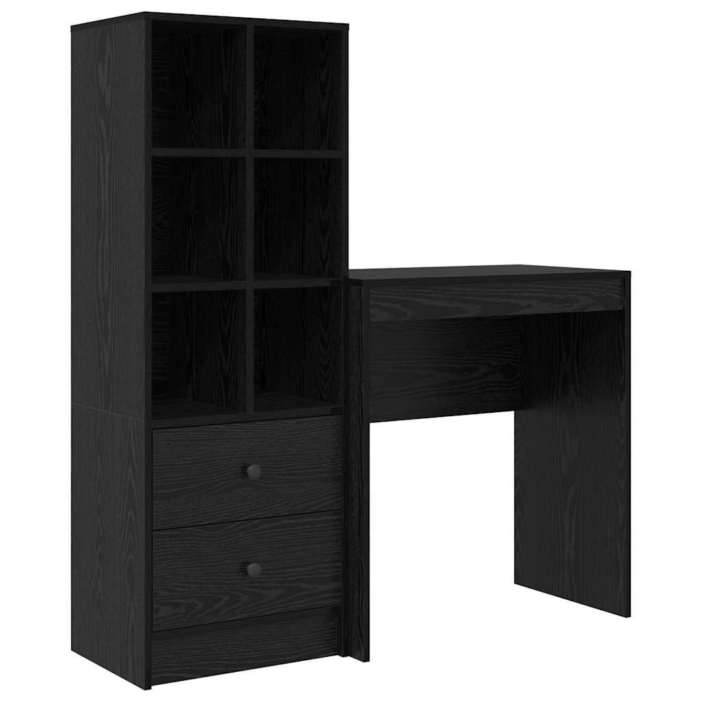 Desk with Storage with Drawer 2 pcs Black oak 70 x 40 x 76 cm