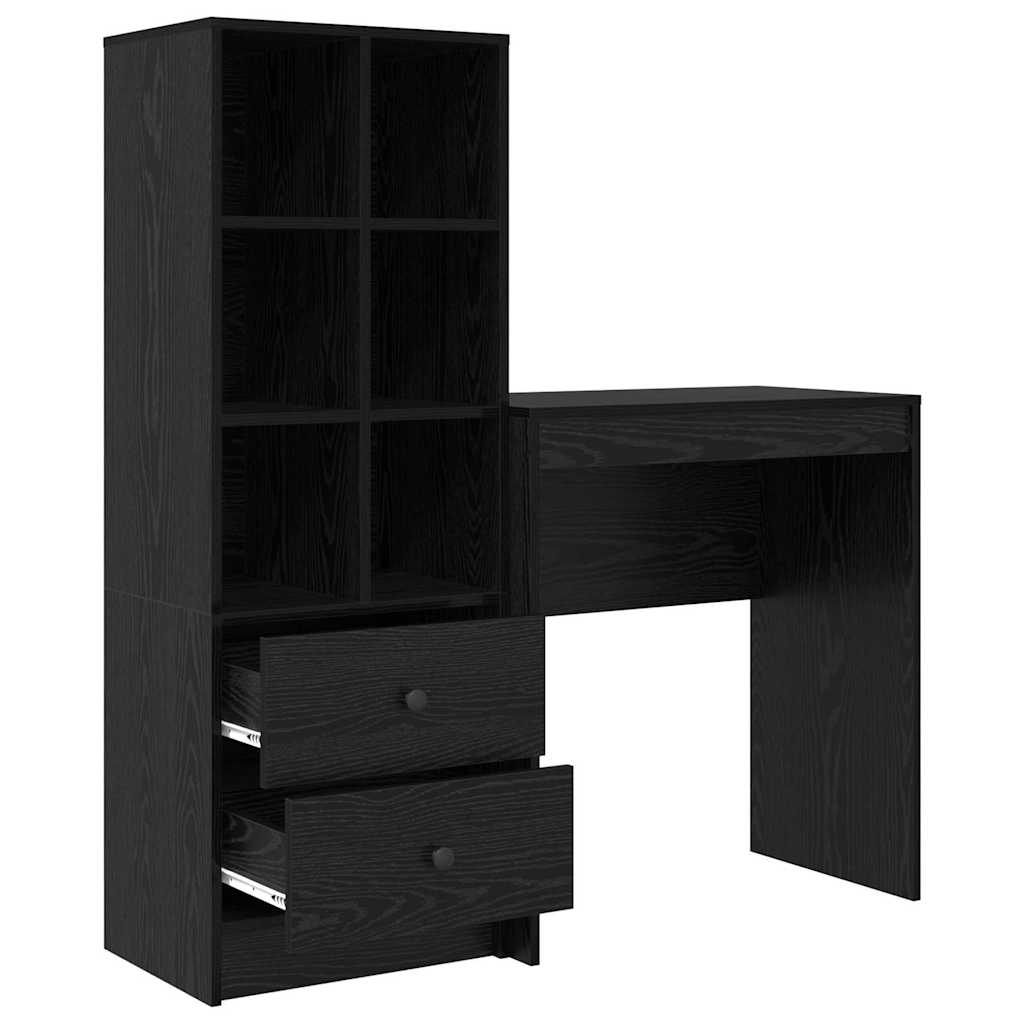 Desk with Storage with Drawer 2 pcs Black oak 70 x 40 x 76 cm