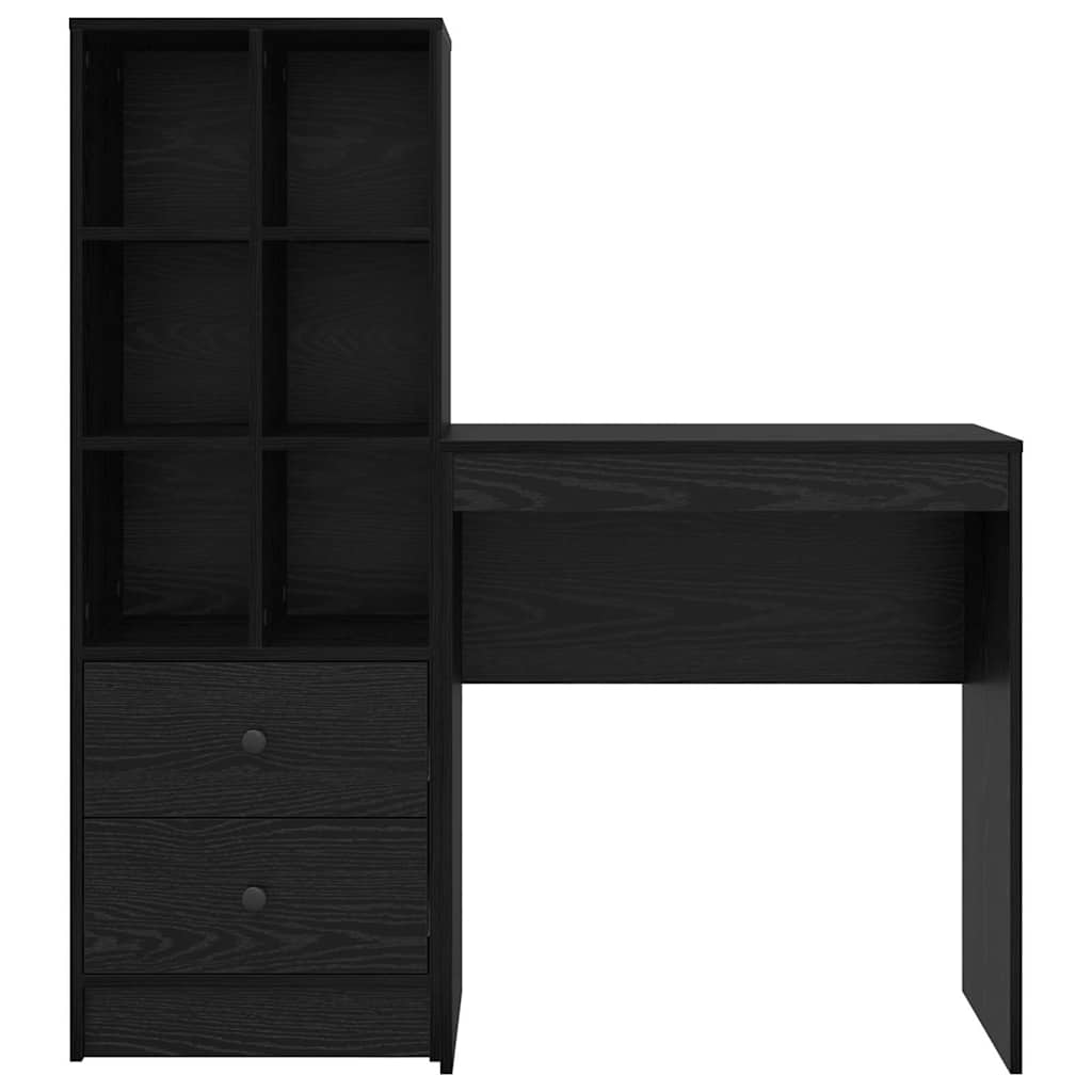 Desk with Storage with Drawer 2 pcs Black oak 70 x 40 x 76 cm