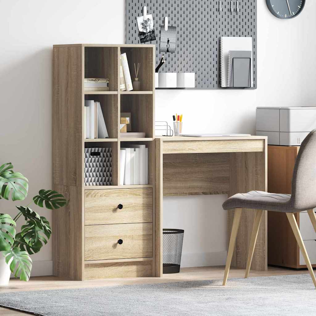Desk with Storage with Drawer 2 pcs Sonoma Oak 70 x 40 x 76 cm