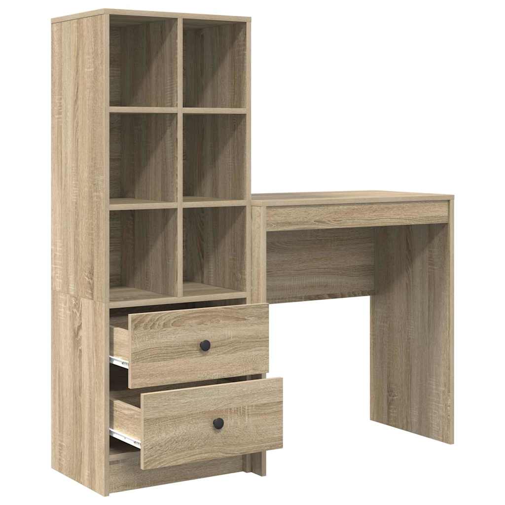 Desk with Storage with Drawer 2 pcs Sonoma Oak 70 x 40 x 76 cm