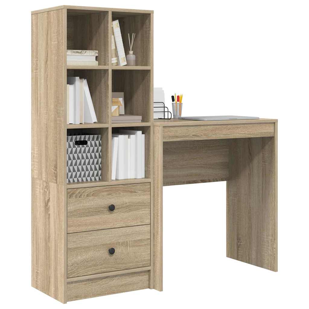Desk with Storage with Drawer 2 pcs Sonoma Oak 70 x 40 x 76 cm