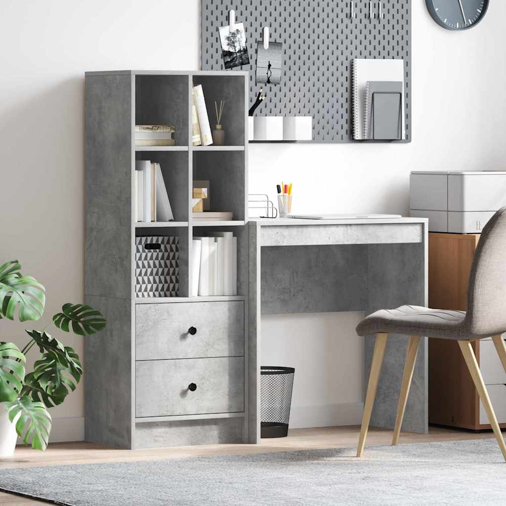 Desk with Storage 2 pcs Concrete Grey 70 x 40 x 76 cm