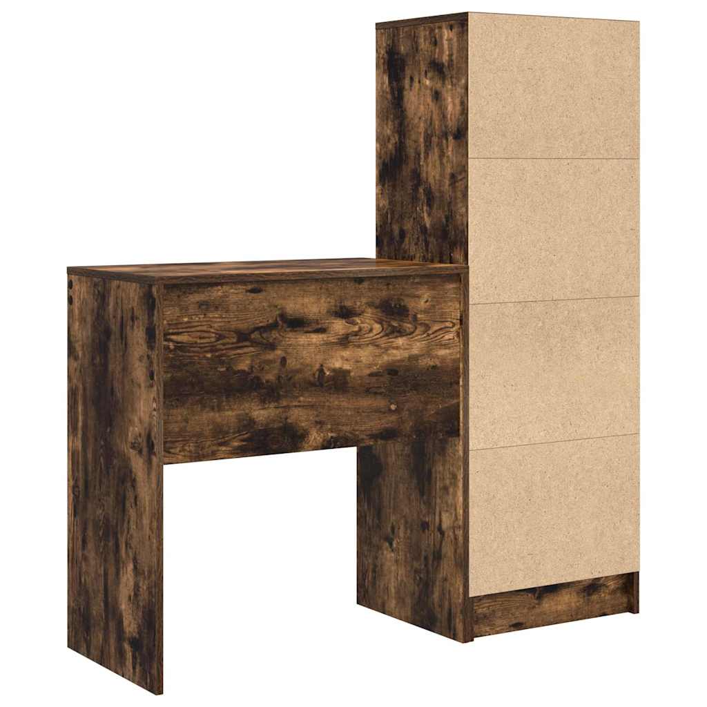 Desk with Storage with Drawer 2 pcs Smoked Oak 70 x 40 x 76 cm