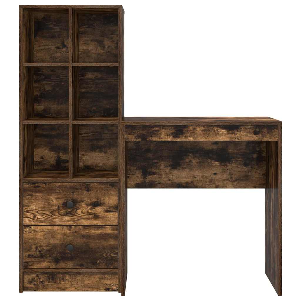 Desk with Storage with Drawer 2 pcs Smoked Oak 70 x 40 x 76 cm