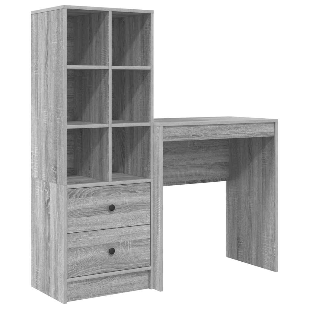 Desk with Storage with Drawer 2 pcs Grey sonoma 70 x 40 x 76 cm
