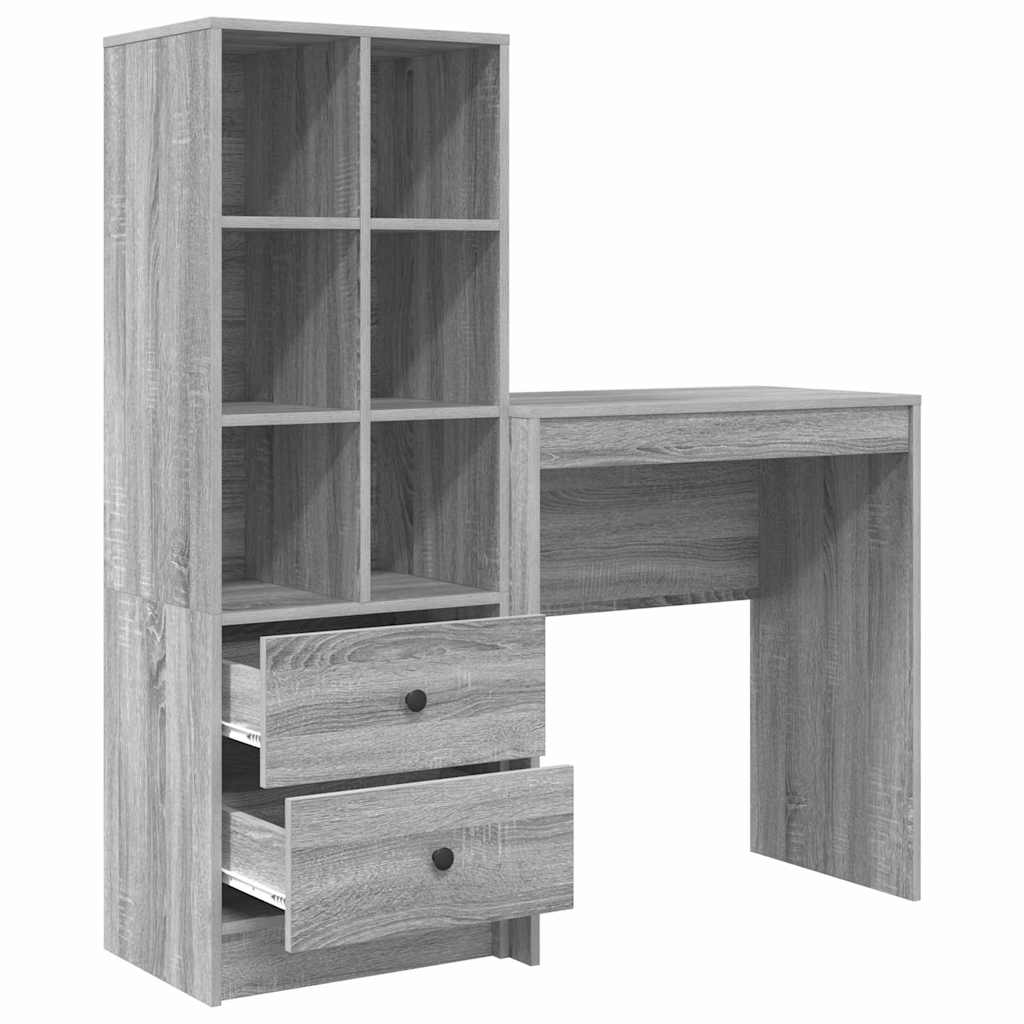 Desk with Storage with Drawer 2 pcs Grey sonoma 70 x 40 x 76 cm