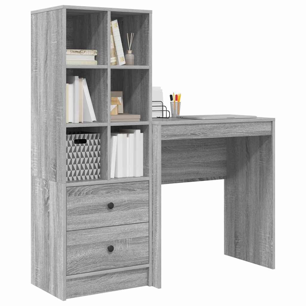 Desk with Storage with Drawer 2 pcs Grey sonoma 70 x 40 x 76 cm