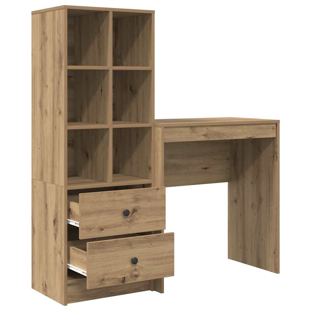 Desk with Storage with Drawer 2 pcs Artisan oak 70 x 40 x 76 cm