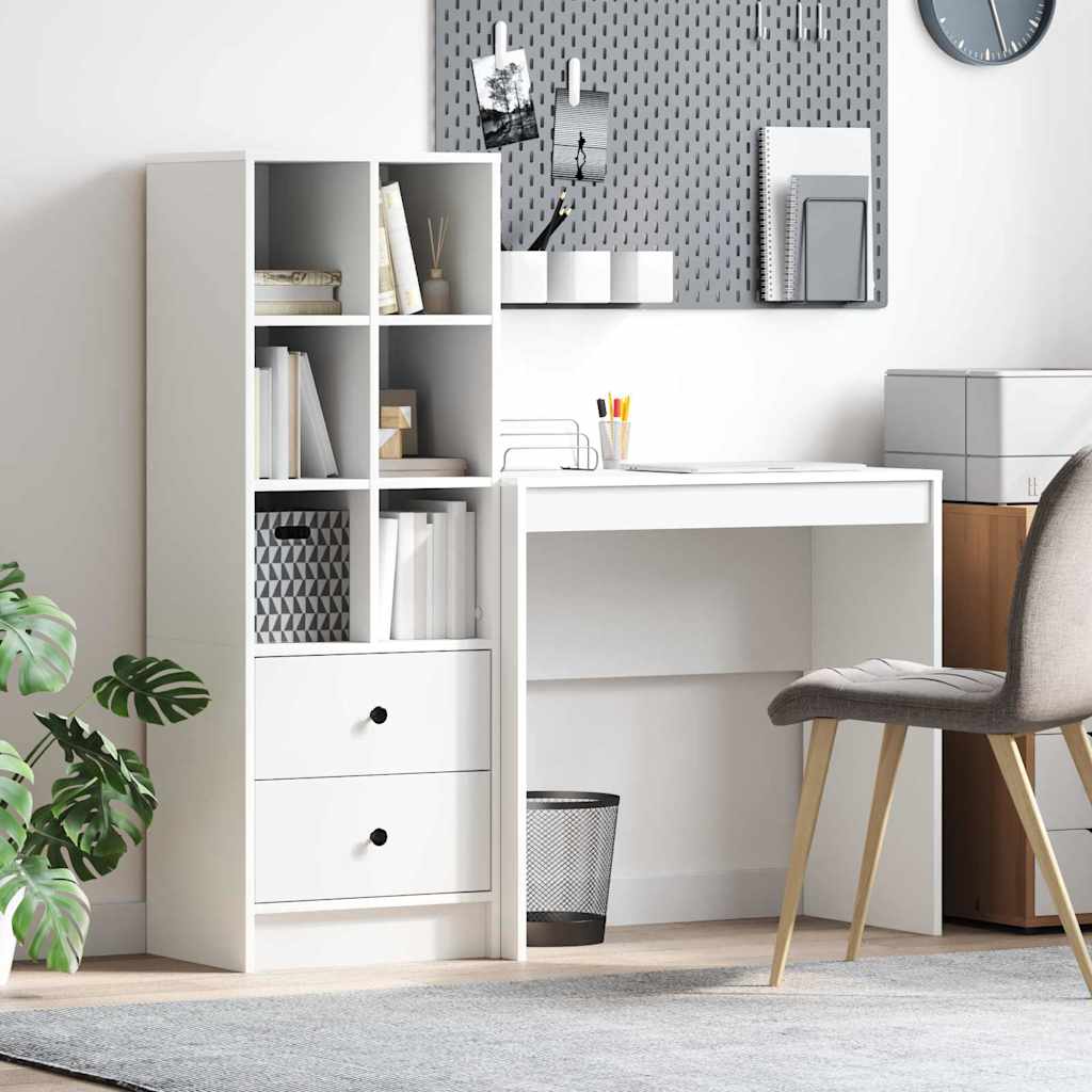 Desk with Storage 2 pcs White 80 x 40 x 76 cm Engineered wood