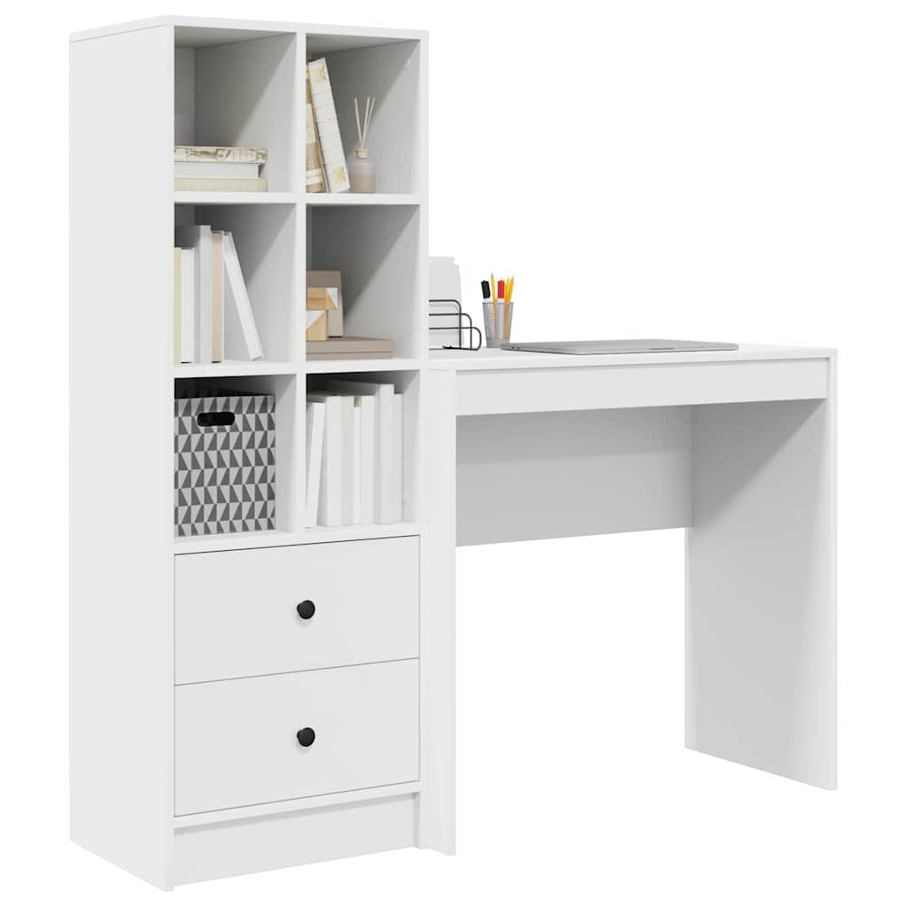 Desk with Storage 2 pcs White 80 x 40 x 76 cm Engineered wood