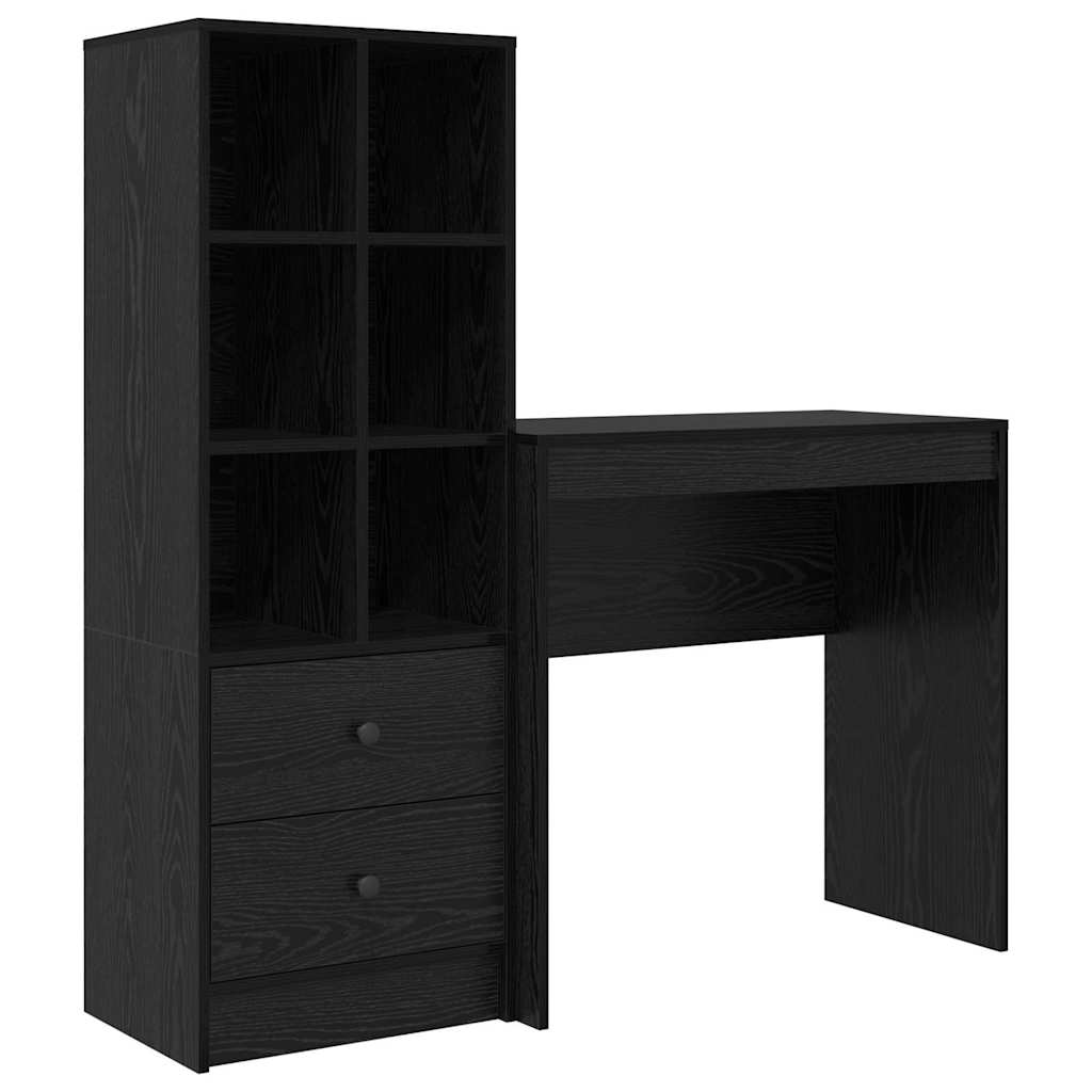 Desk with Storage with Drawer 2 pcs Black oak 80 x 40 x 76 cm