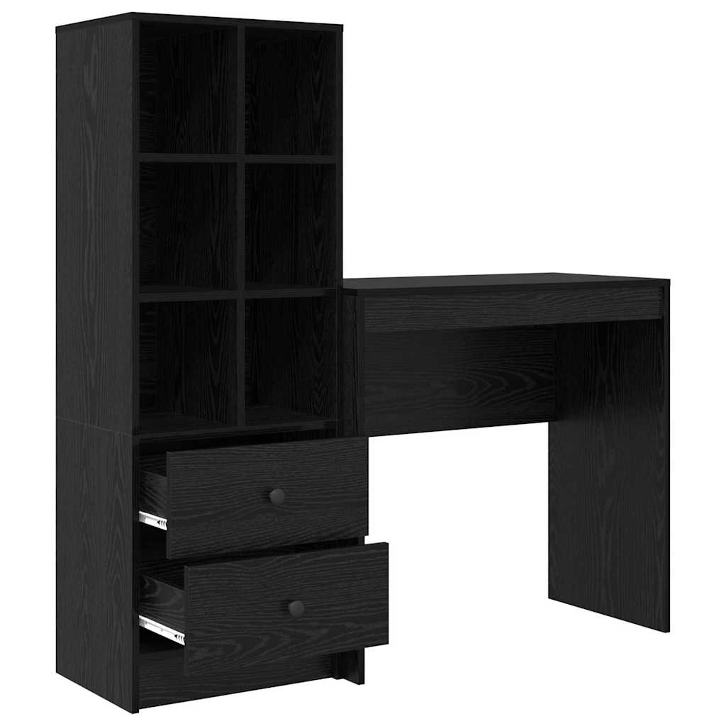 Desk with Storage with Drawer 2 pcs Black oak 80 x 40 x 76 cm