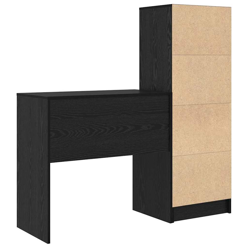 Desk with Storage with Drawer 2 pcs Black oak 80 x 40 x 76 cm