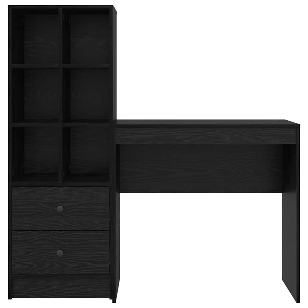 Desk with Storage with Drawer 2 pcs Black oak 80 x 40 x 76 cm
