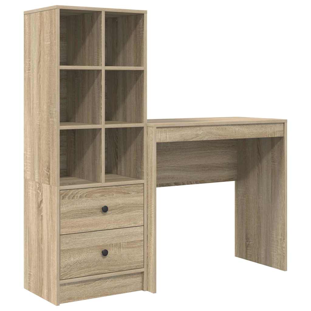 Desk with Storage with Drawer 2 pcs Sonoma Oak 80 x 40 x 76 cm