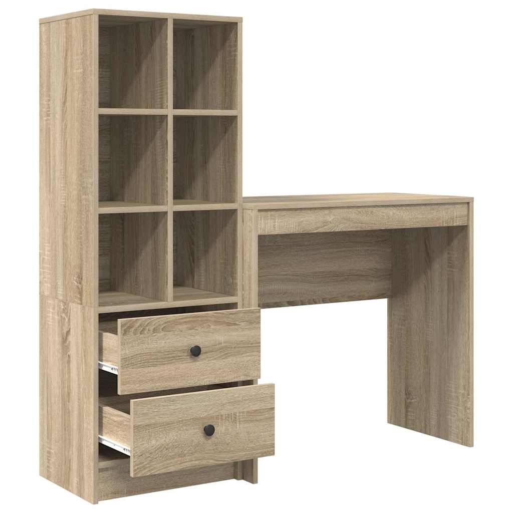 Desk with Storage with Drawer 2 pcs Sonoma Oak 80 x 40 x 76 cm