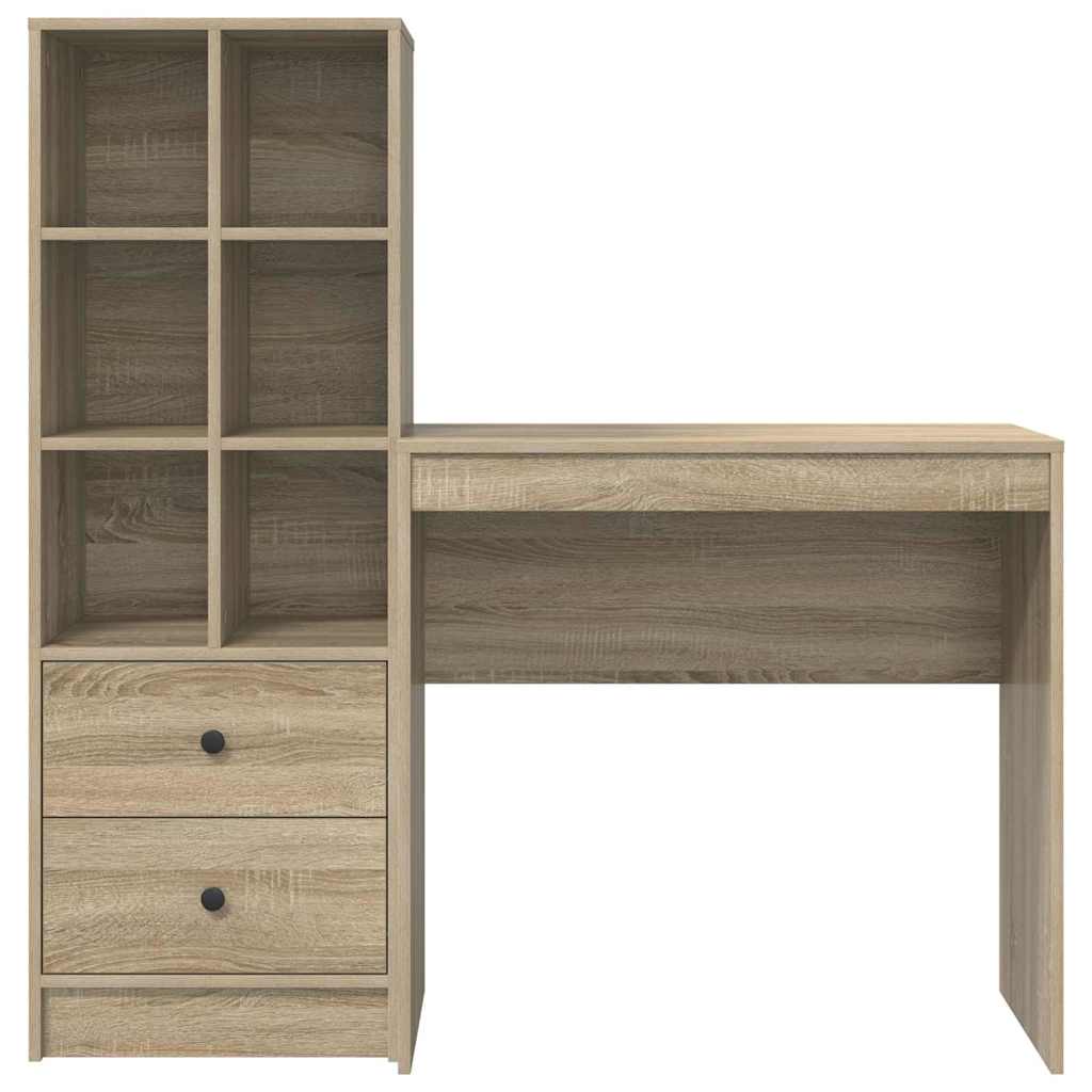 Desk with Storage with Drawer 2 pcs Sonoma Oak 80 x 40 x 76 cm