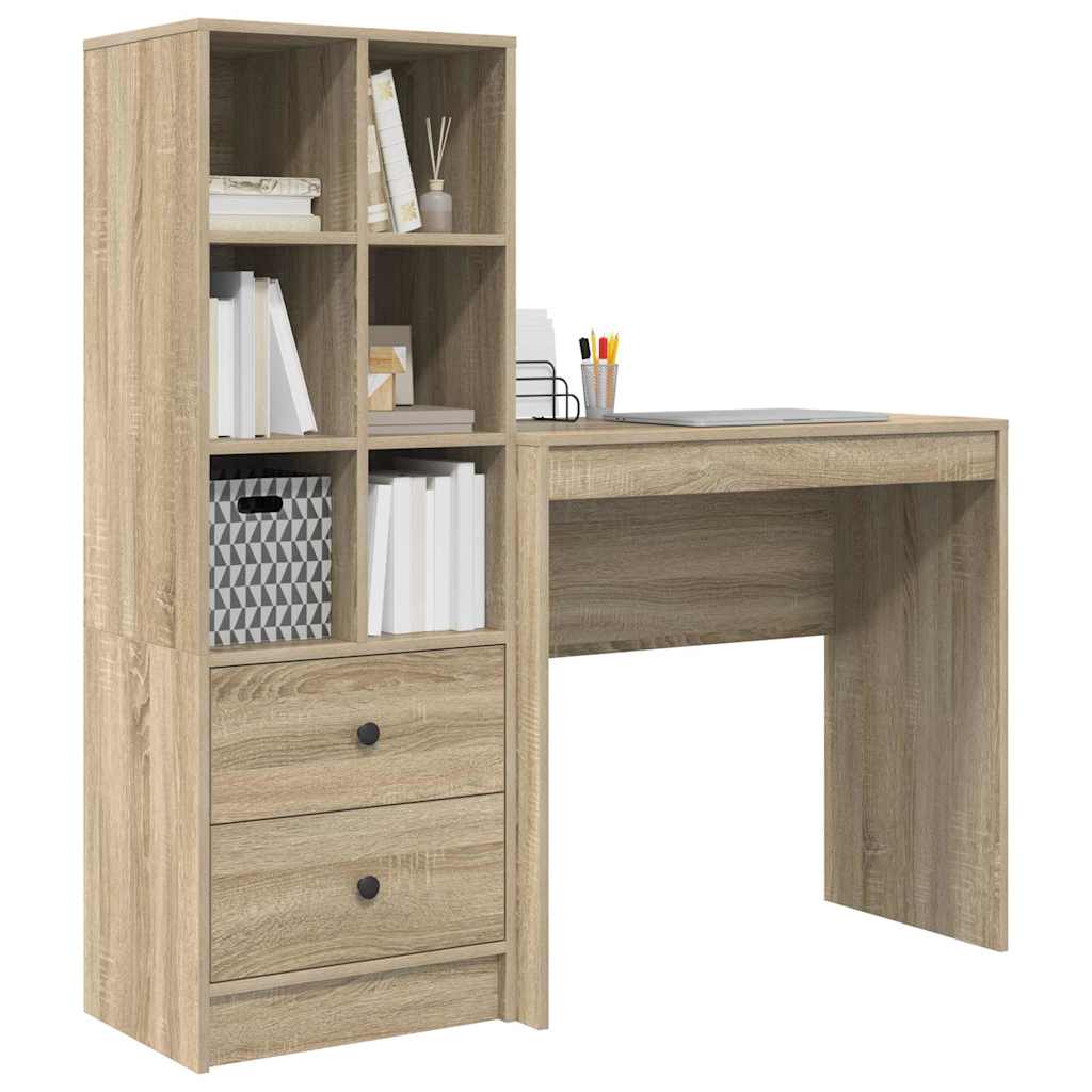 Desk with Storage with Drawer 2 pcs Sonoma Oak 80 x 40 x 76 cm