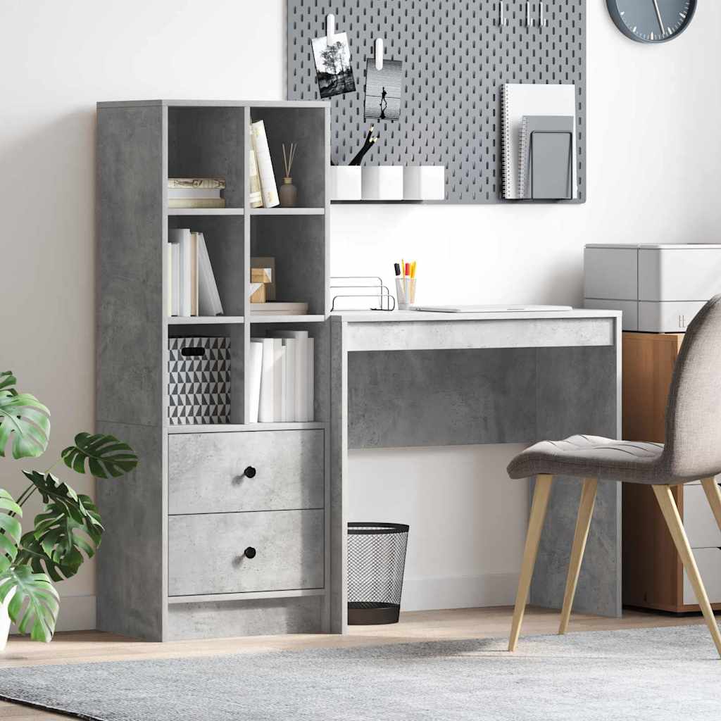 Desk with Storage 2 pcs Concrete Grey 80 x 40 x 76 cm