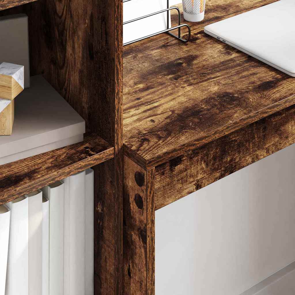 Desk with Storage with Drawer 2 pcs Smoked Oak 80 x 40 x 76 cm