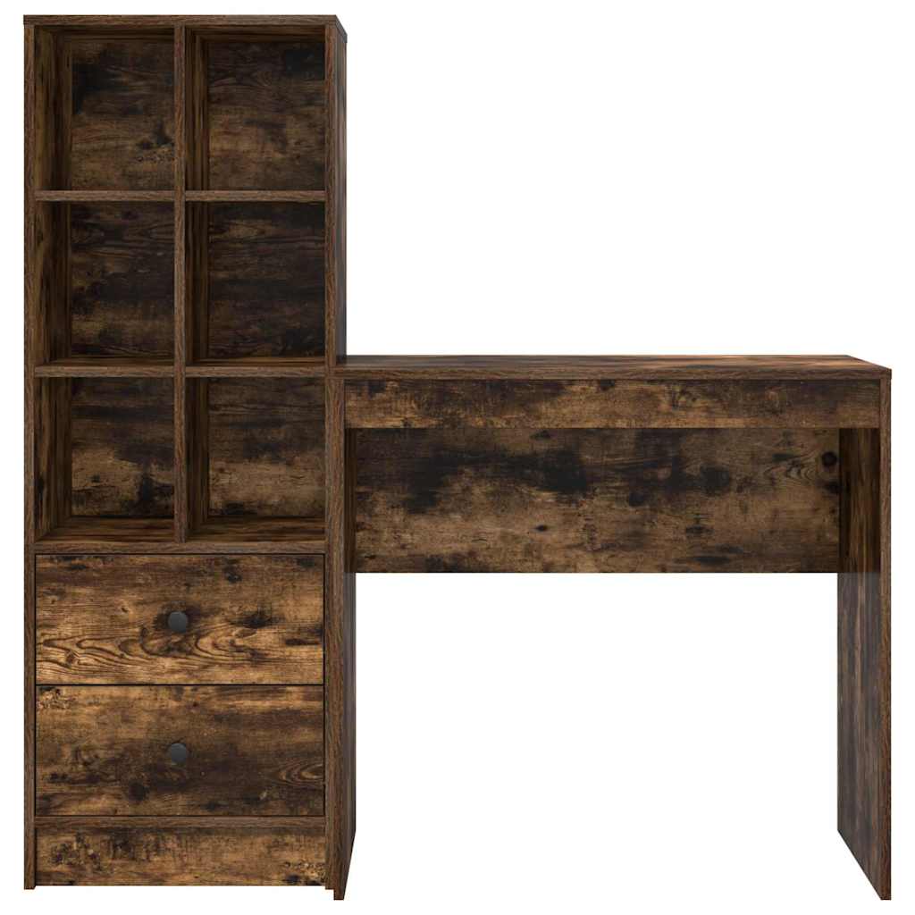 Desk with Storage with Drawer 2 pcs Smoked Oak 80 x 40 x 76 cm