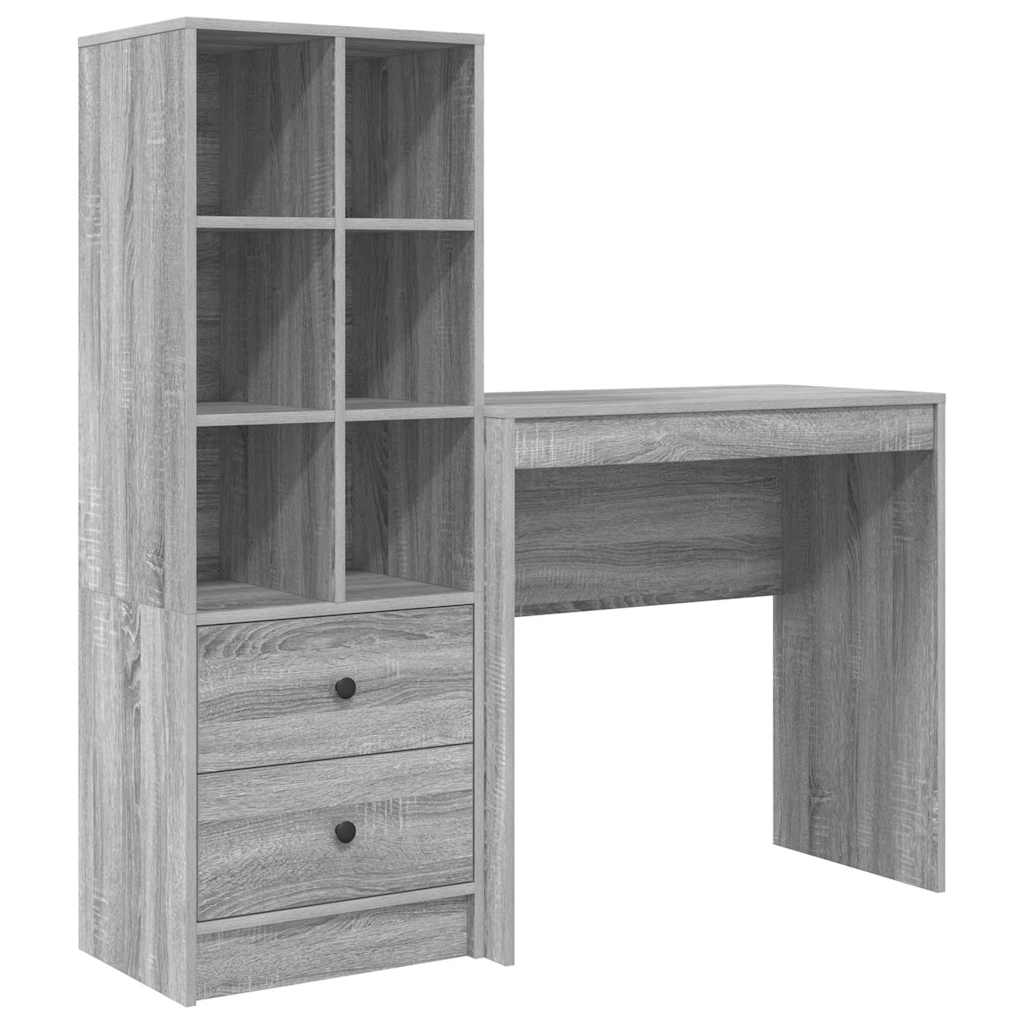 Desk with Storage with Drawer 2 pcs Grey sonoma 80 x 40 x 76 cm