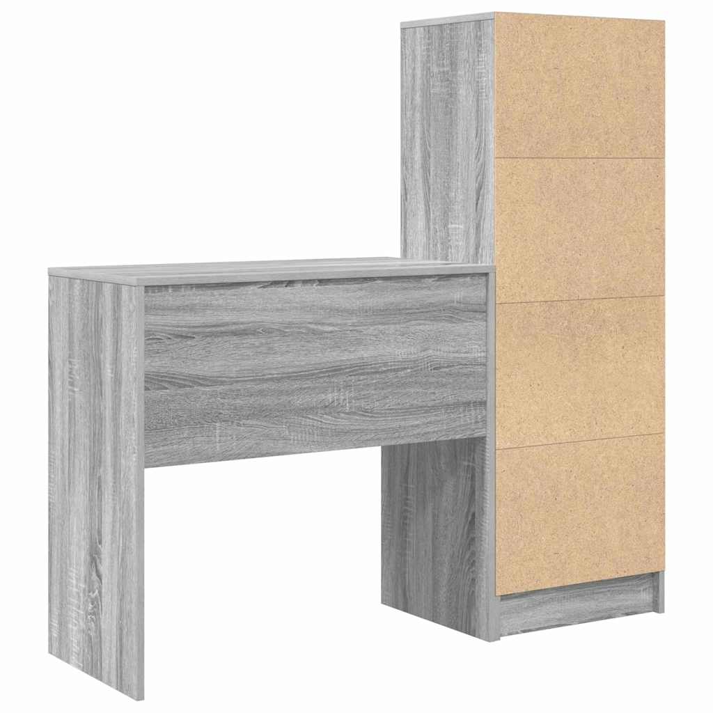 Desk with Storage with Drawer 2 pcs Grey sonoma 80 x 40 x 76 cm