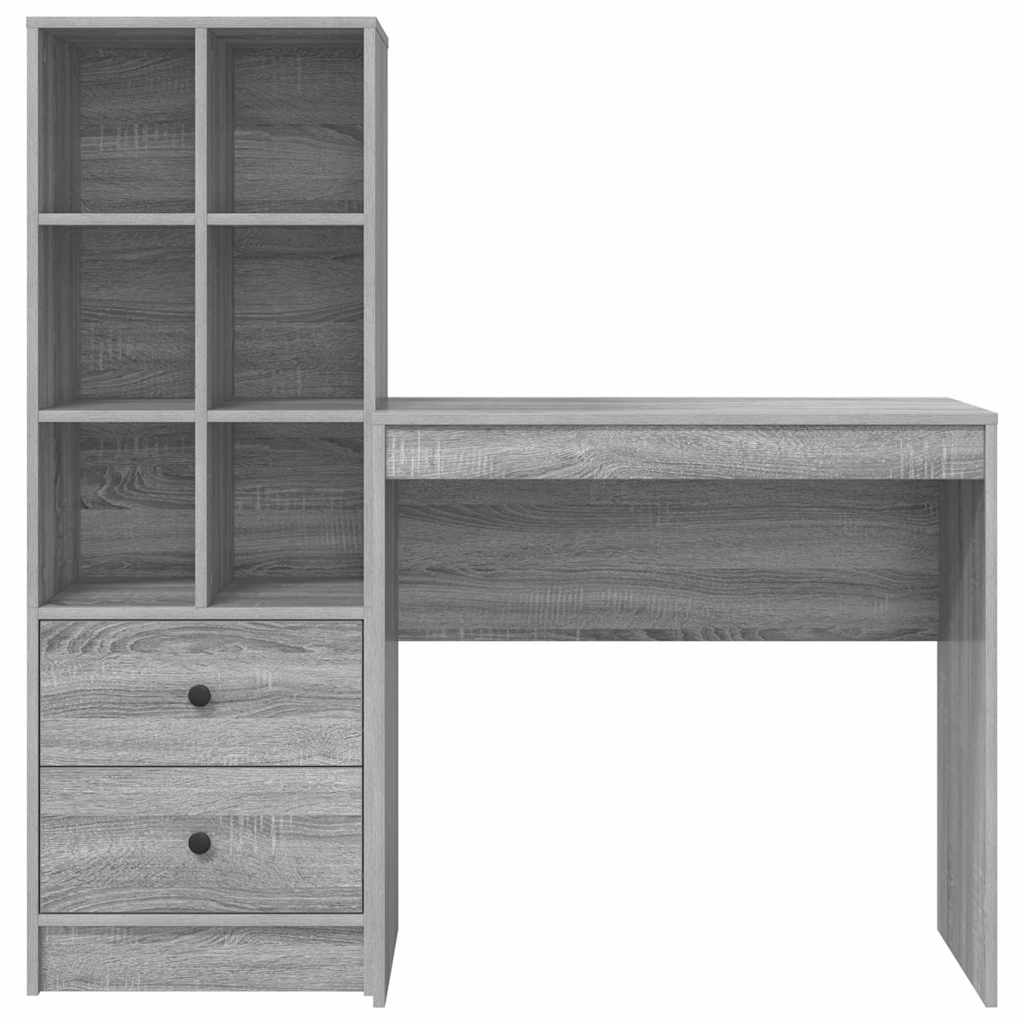 Desk with Storage with Drawer 2 pcs Grey sonoma 80 x 40 x 76 cm