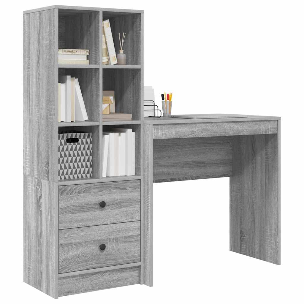 Desk with Storage with Drawer 2 pcs Grey sonoma 80 x 40 x 76 cm