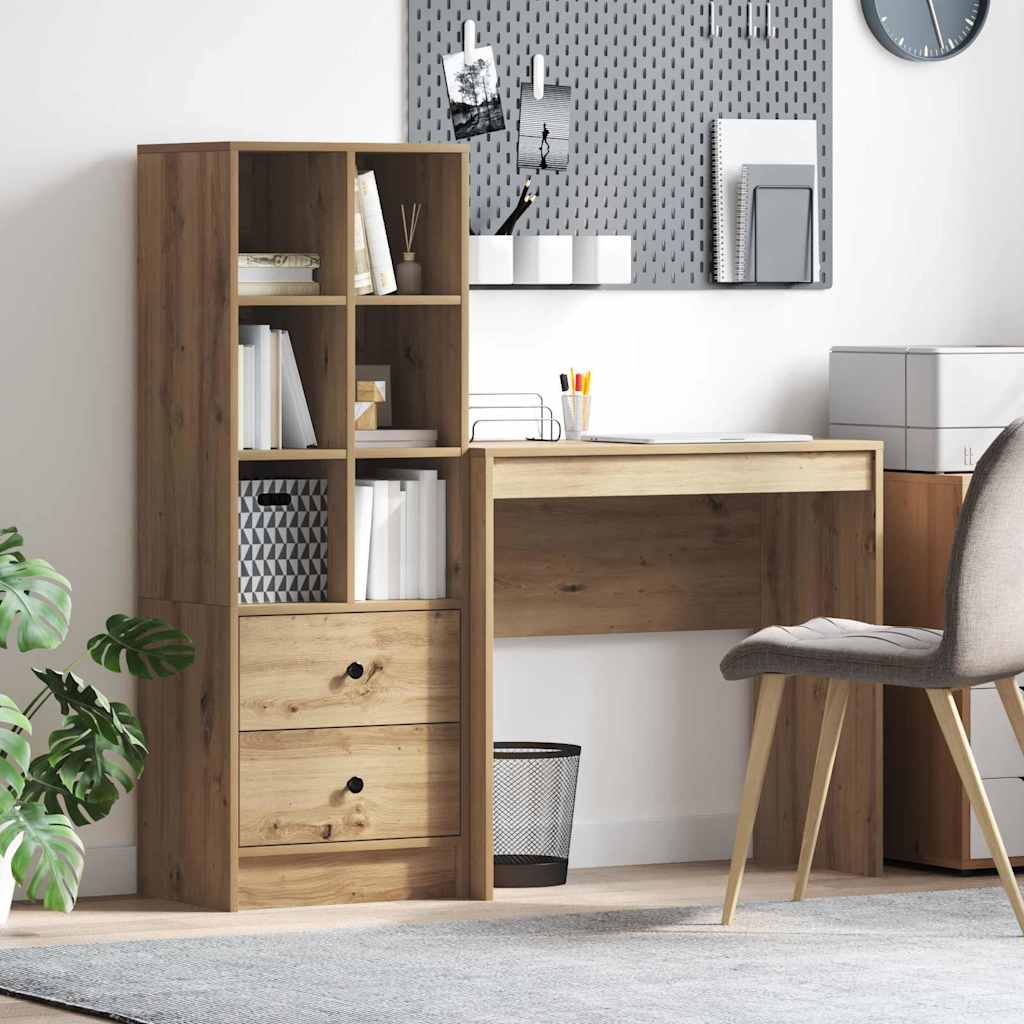 Desk with Storage with Drawer 2 pcs Artisan oak 80 x 40 x 76 cm