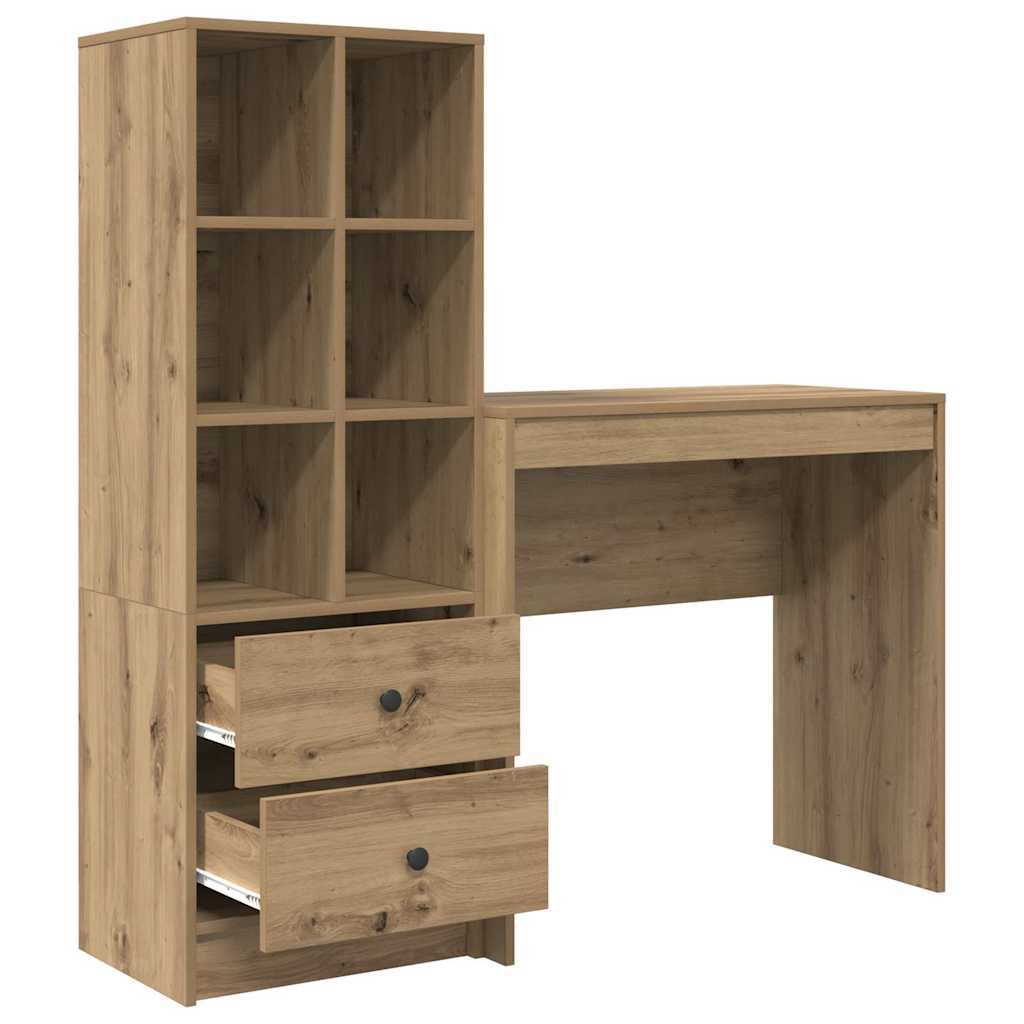 Desk with Storage with Drawer 2 pcs Artisan oak 80 x 40 x 76 cm