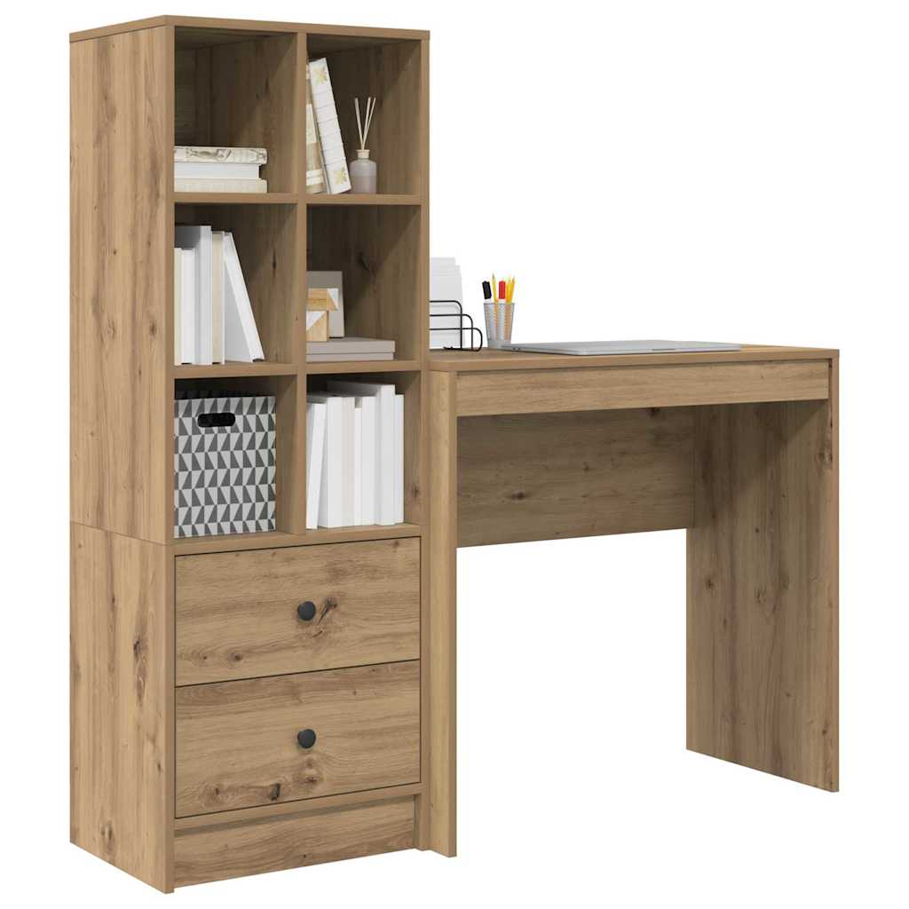 Desk with Storage with Drawer 2 pcs Artisan oak 80 x 40 x 76 cm