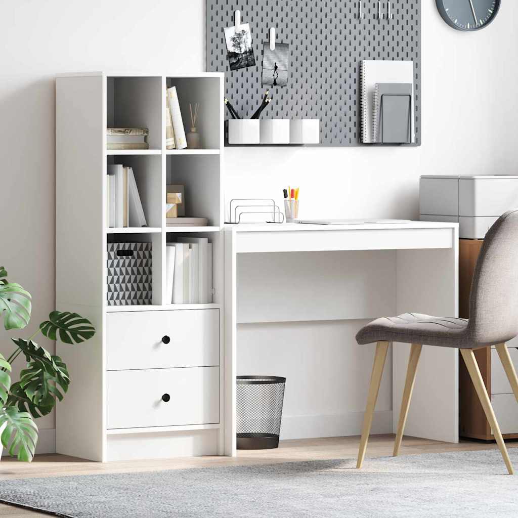 Desk with Storage 2 pcs White 90 x 40 x 76 cm Engineered wood